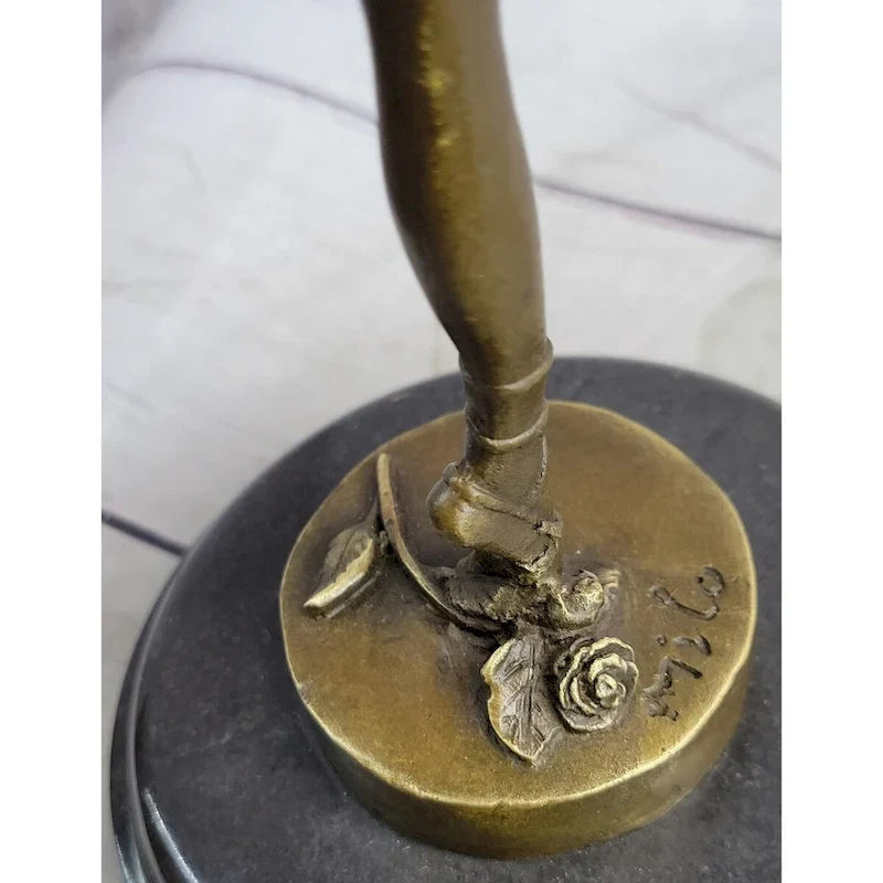 Graceful Ballerina Ballet Dancer Bronze Sculpture Statue Figure On Marble Base