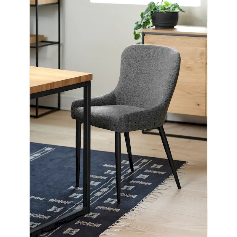 Boucle Dining Chairs with Black Steel Legs
