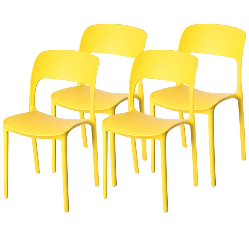 Modern Molded Plastic Outdoor Dining Chair with Open Curved Back