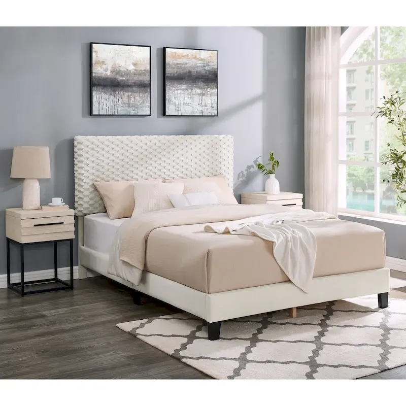 Roundhill Furniture Findlay 3-Piece Bedroom Set in White Dove