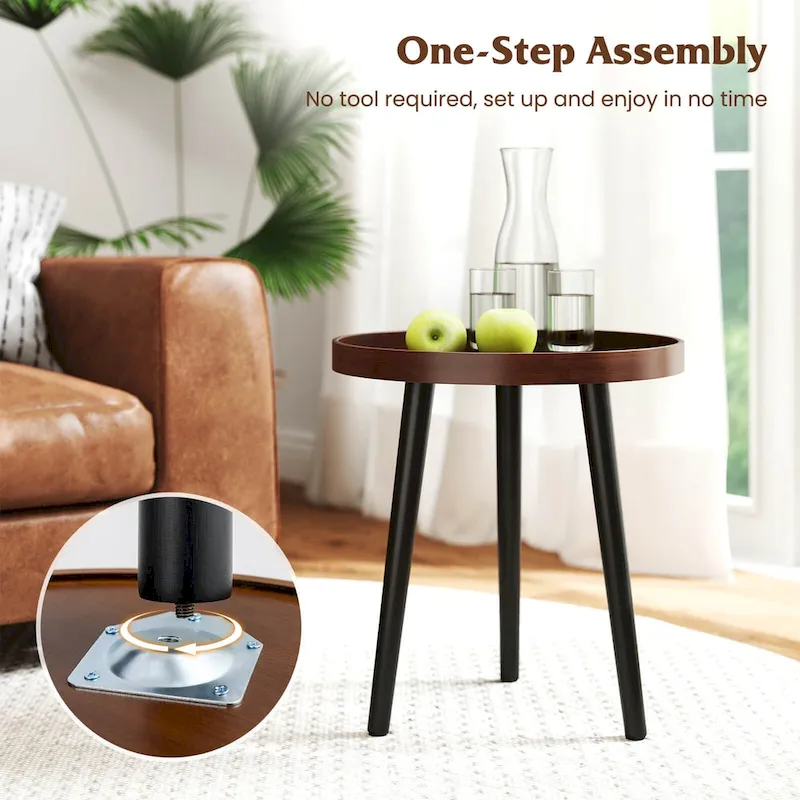 Costway 1/2 PCS Round Side Table Sofa Coffee End Accent Table