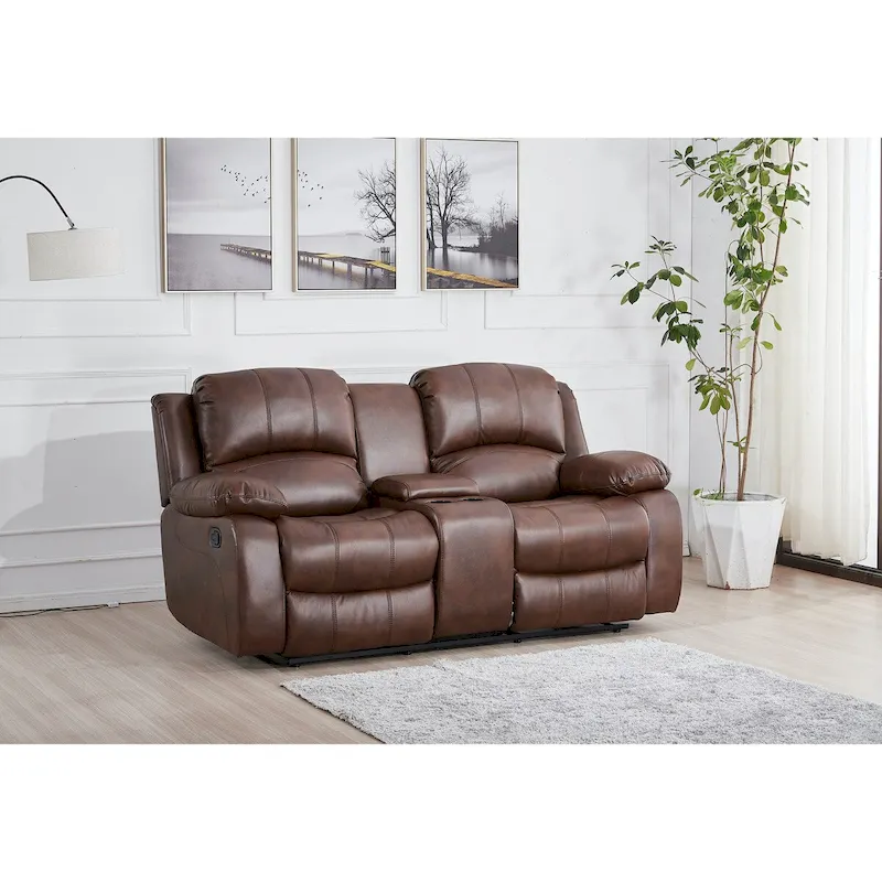 Betsy Furniture 2 Piece Bonded Leather Reclining Living Room Set, Sofa and Loveseat