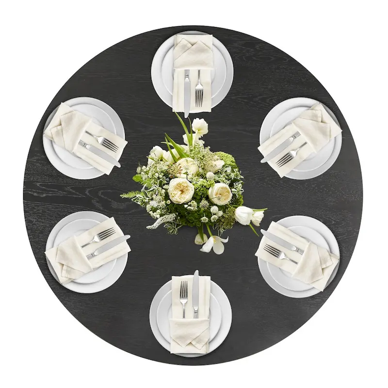 Oak Round Pedestal Dining Table for 6 - Natural Wood Finish