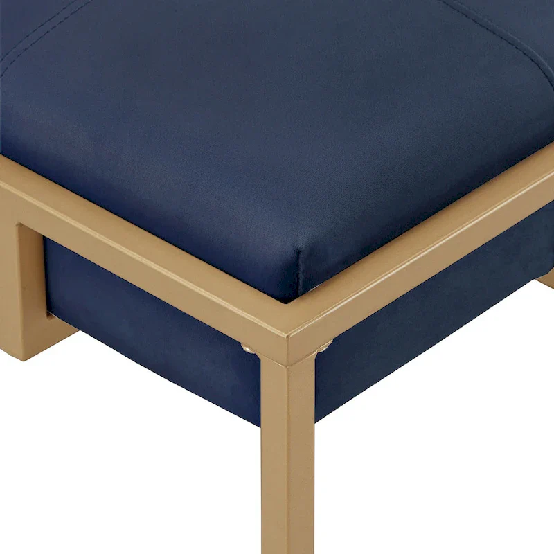 Perdita Gold Finish Velvet Rectangular Tufted Ottoman