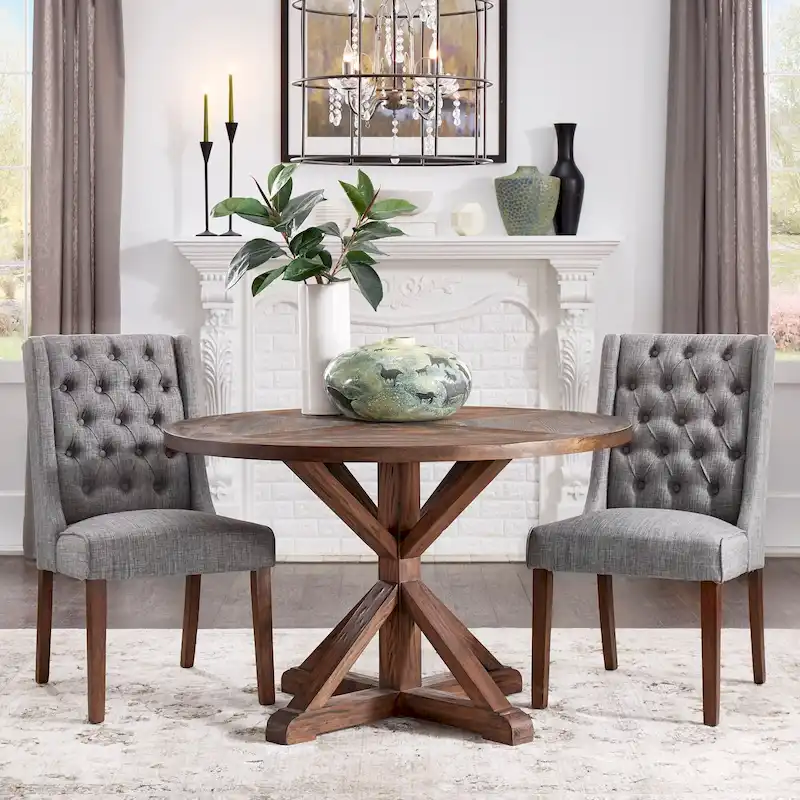 Benchwright Brown Finish Round Dining Table by iNSPIRE Q Artisan