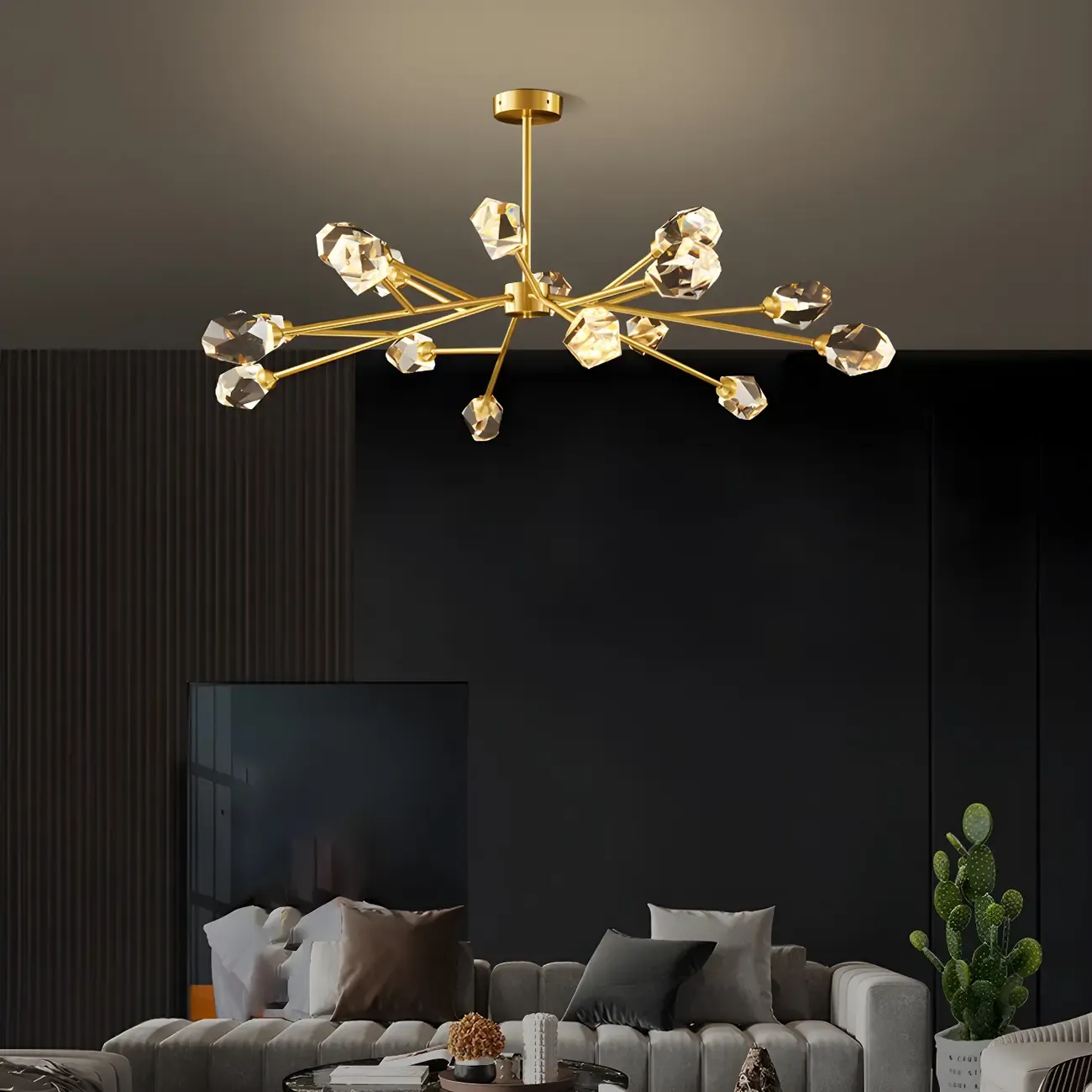 Glamorous Downrods Starburst Crystal Chandelier