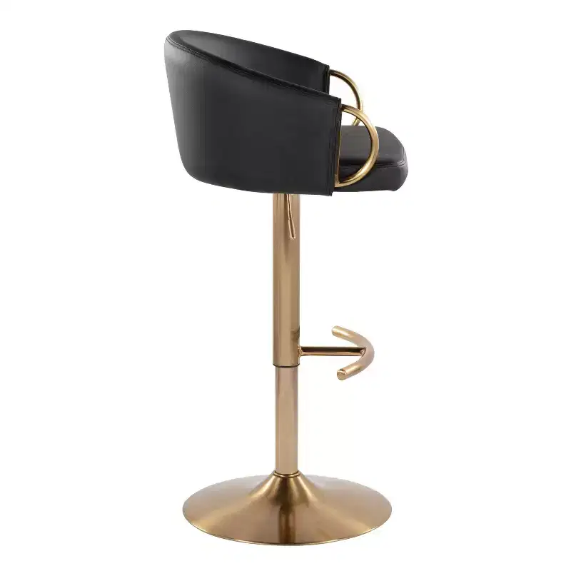 LumiSource Set of 2 Claire Adjustable Barstools Gold/Black PU