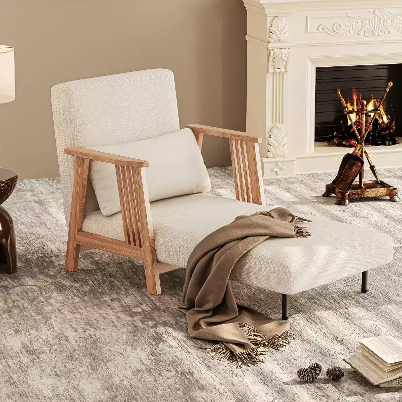 ATJafurn Accent Chairs for Living Room, Modern Sofa Chair with Pillow and Wood Frame, Comfy 3 in 1 Folding Sofa Bed for Bedroom Home Office