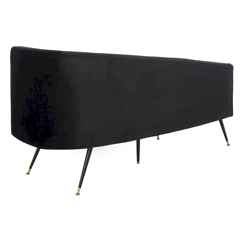 SAFAVIEH Helgrit Black/Gold Velvet Retro Glam Settee - 57.5 W x 27 D x 28 H - 58Wx27Dx28H