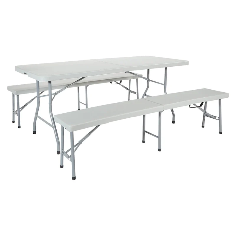 3 Piece Folding Table and Bench Set