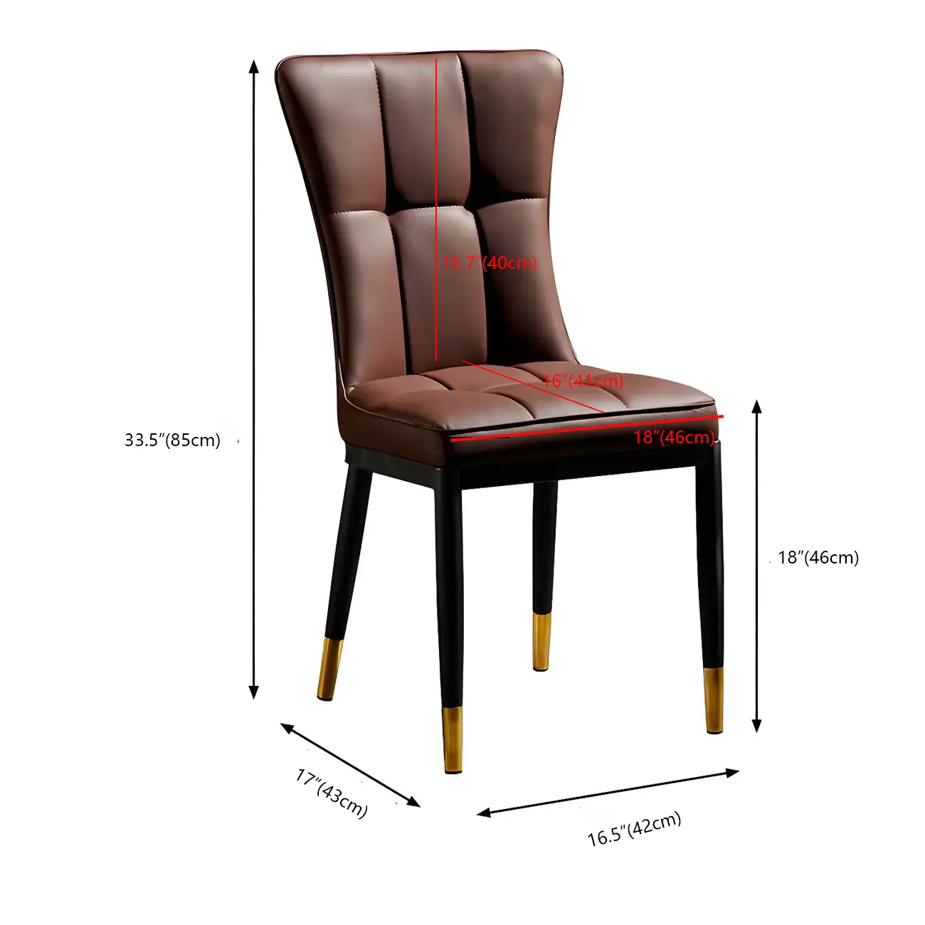 Armless Grey Tufted Leather High Back Dining Chair