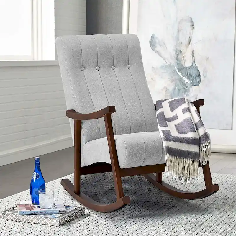 Upholstered Rocking Chair ModernHighBackArmchair