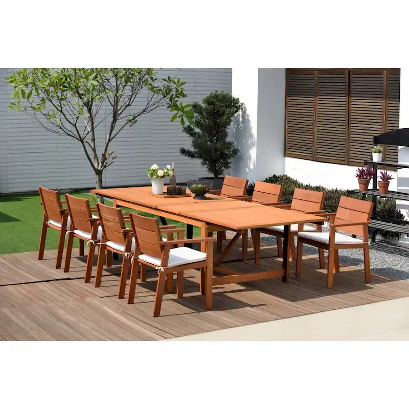 Amazonia Megan 9 piece Patio Dining Wood Set - 9 Piece