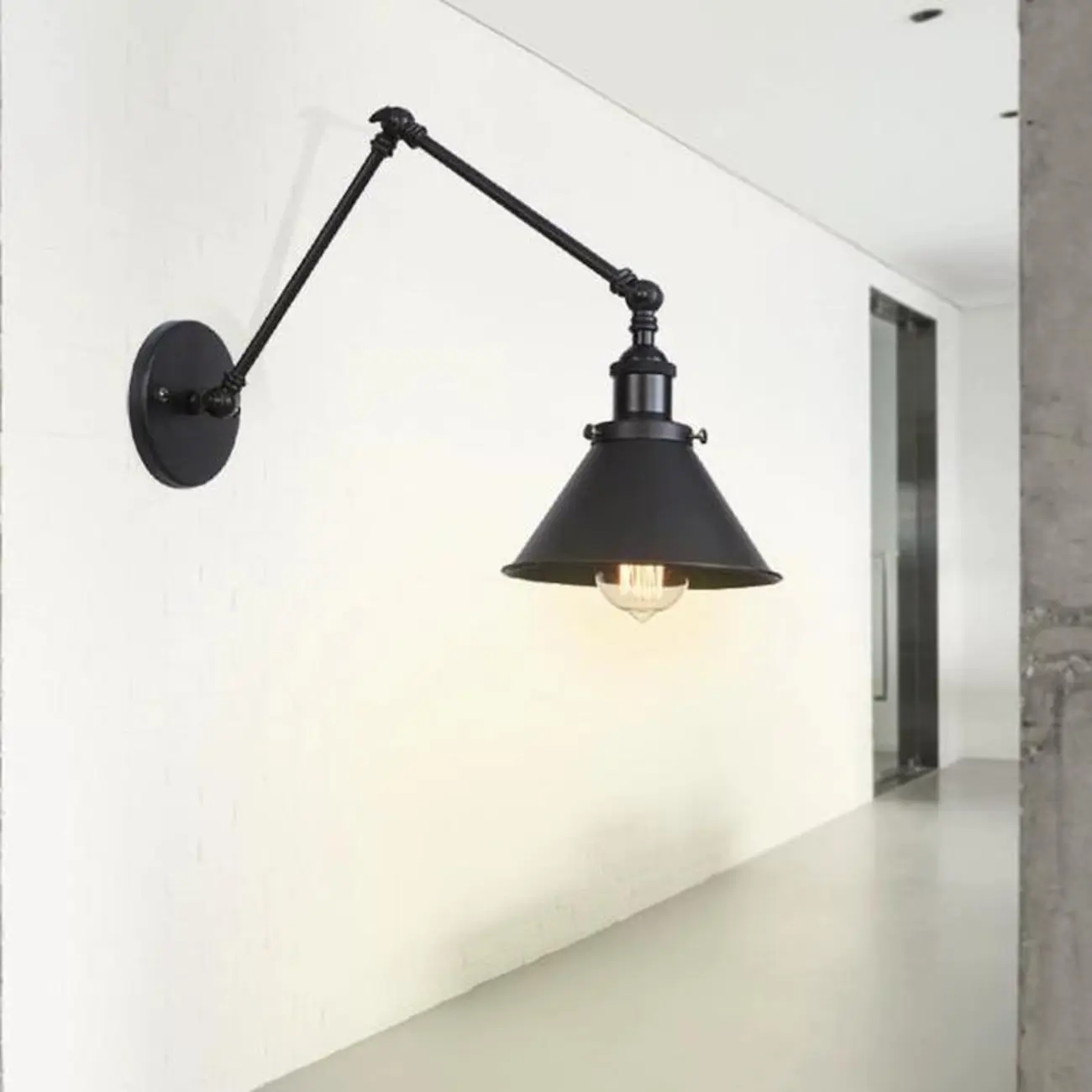 16-Inch Swing Arm Retro Metal Adjustable Wall Light