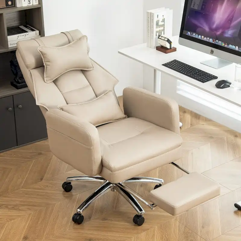 Swivel Ergonomic Office Chair, High Back with Lumbar Support Headrest, Sedentary Comfortable Boss Chair, 155Reclining Chair