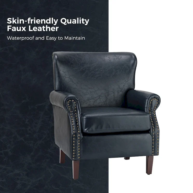 Levi Vegan Transitional Armchair with Rolled Arms Set of 2