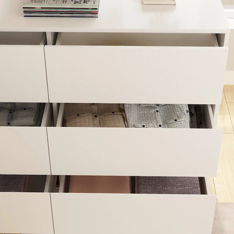 White/Black 6-Drawer Rotating Dresser & Desk Combo, 1-Person
