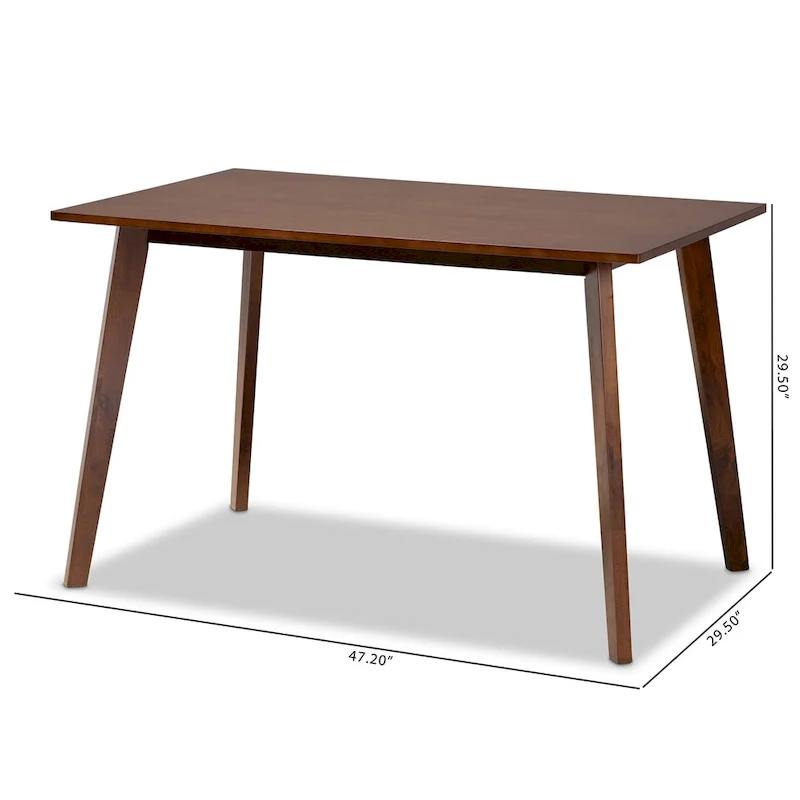 Mid-Century Modern Rectangular Wood Dining Table – Seats 4, Walnut Finish