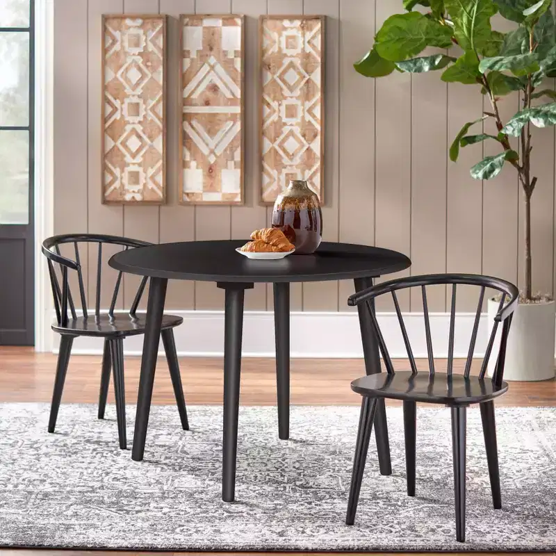 Florence Farmhouse 42" Round Table Black
