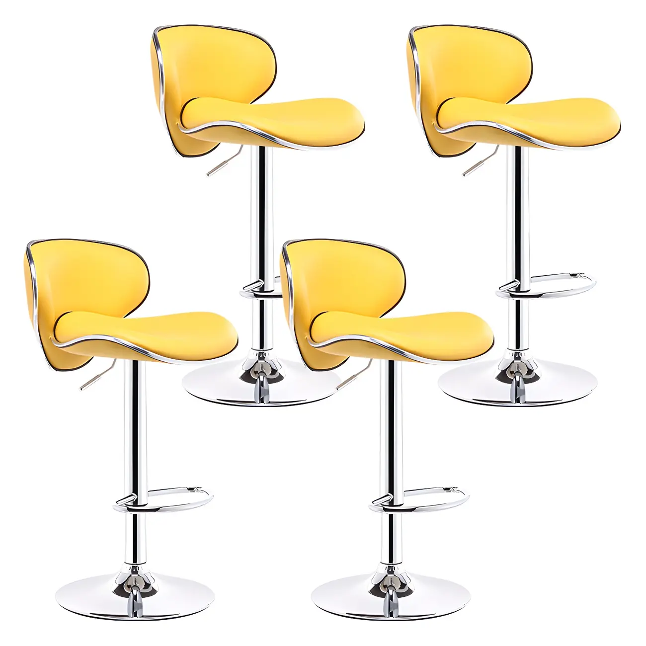 360° Swivel Faux Leather Bar Stools Adjustable Height Bucket Seat