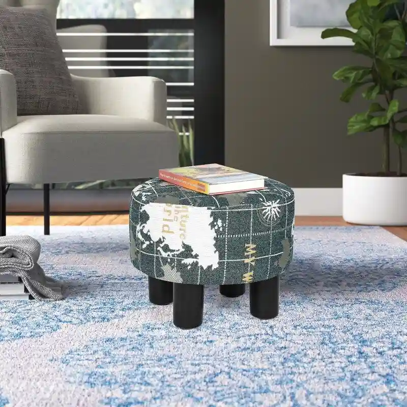 Round Fabric Ottoman Footrest
