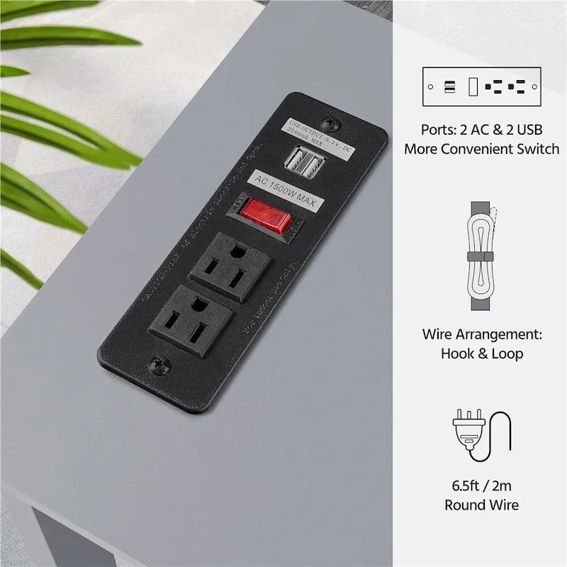 Yaheetech 2-Tier Narrow Sofa Table with Outlet Industrial Long Console Table