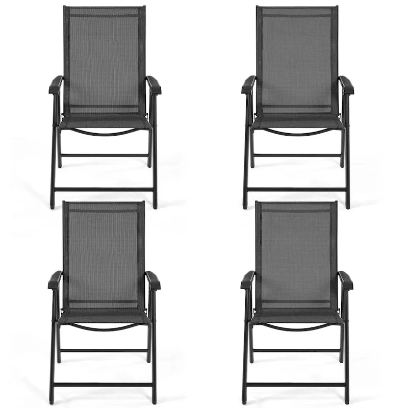 Yaheetech 4pcs Folding Dining Chairs Patio Dining Chairs with Backrest and Armrests