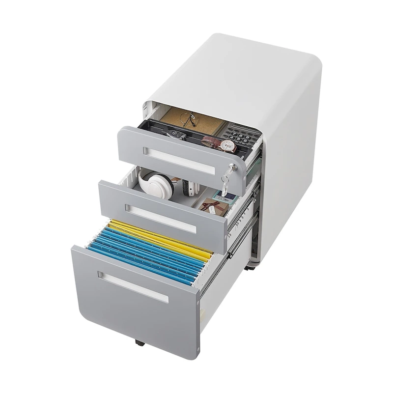 3-Drawer Mobile File Cabinet with 5 Wheel and Lock