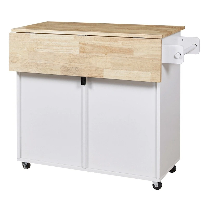 Rolling Kitchen Cart with Adjustable Shelf Tower Rack and Rubber Top - N/A