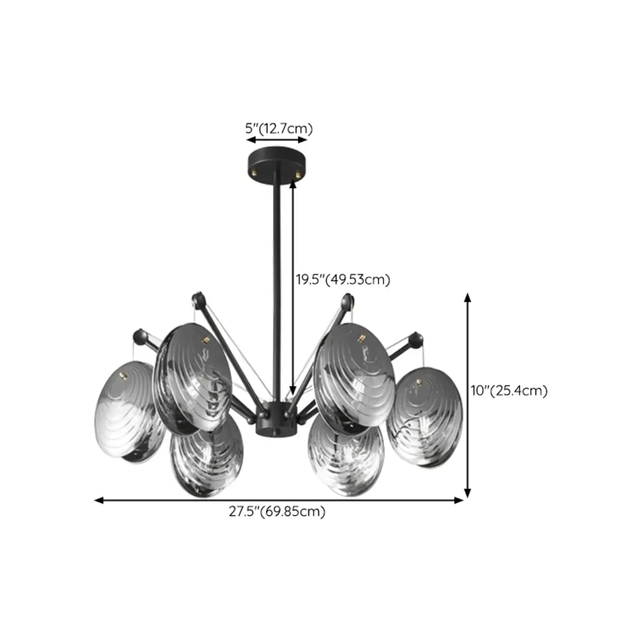 Modern Gray Metal Silver Shell Adjustable Chandeliers