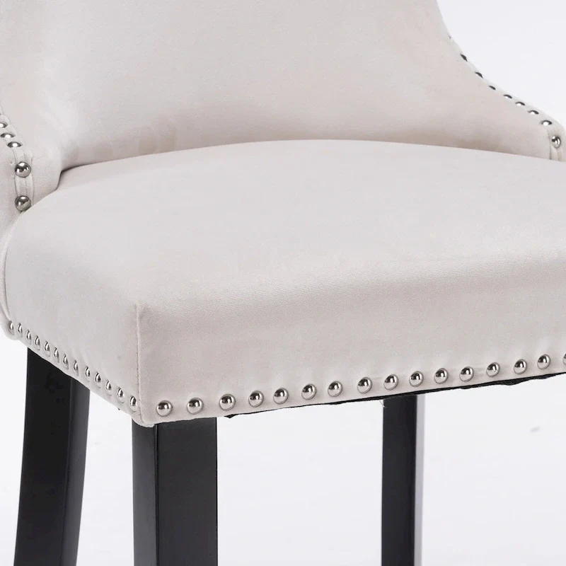 Velvet Wing-Back Barstools with Button Tufting – Set of 2