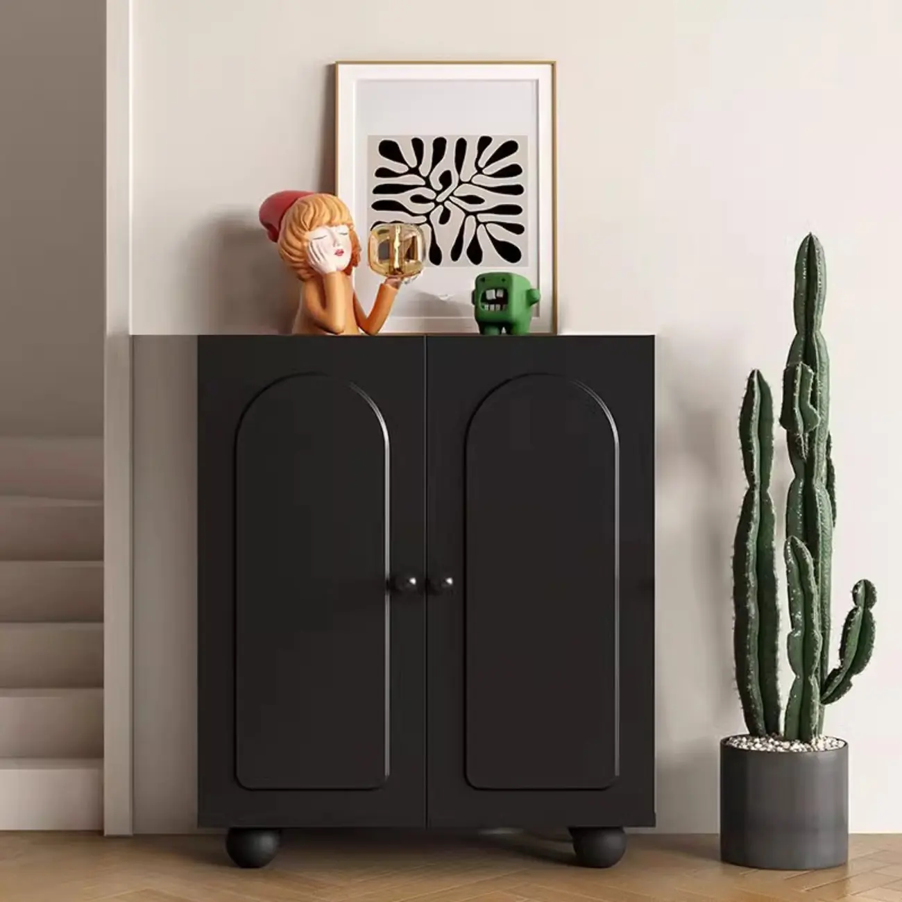 Chic Adjustable Shelves Wood Shoe Cabinet in White/Black