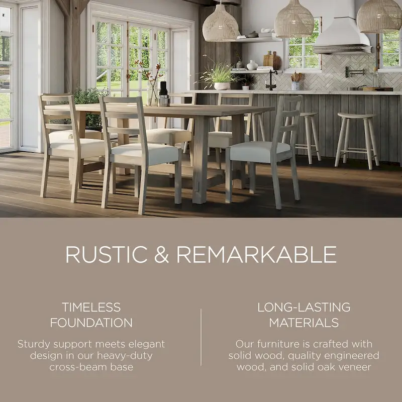 Maven Lane Yves Rectangular Wooden Dining Table in Weathered Black Finish