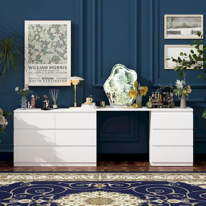 Makeup Table Chic Vanity Dresser Combo: Spacious Multi-Drawer Design