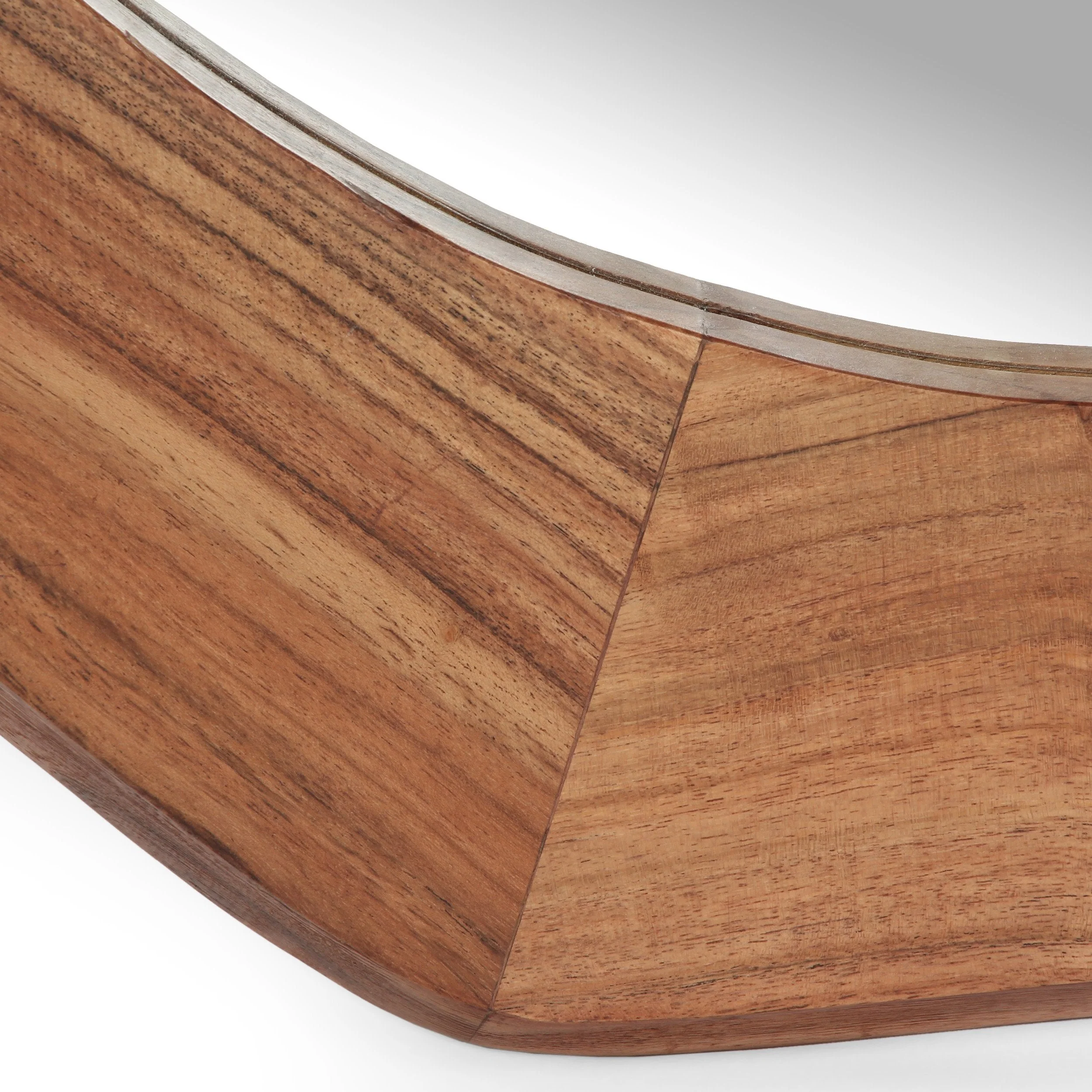 Rustic Handcrafted Acacia Wood Round Wall Mirror, Natural - NH510513