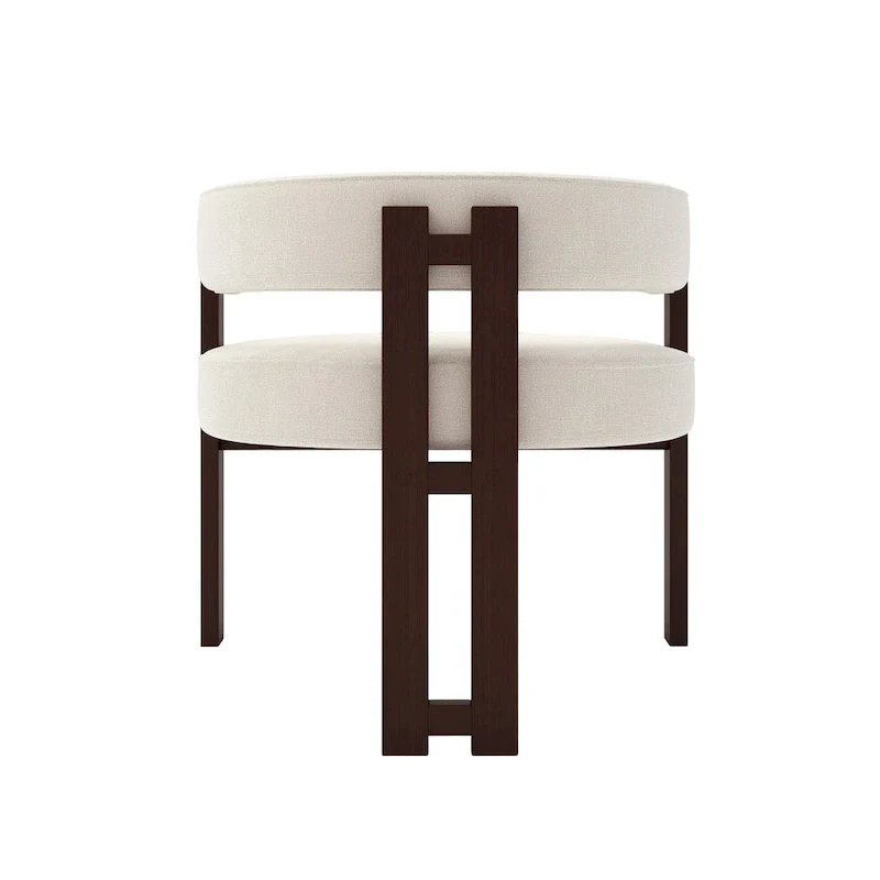 Modern Upholstered Accent Chair with Open Back, Barrel Style