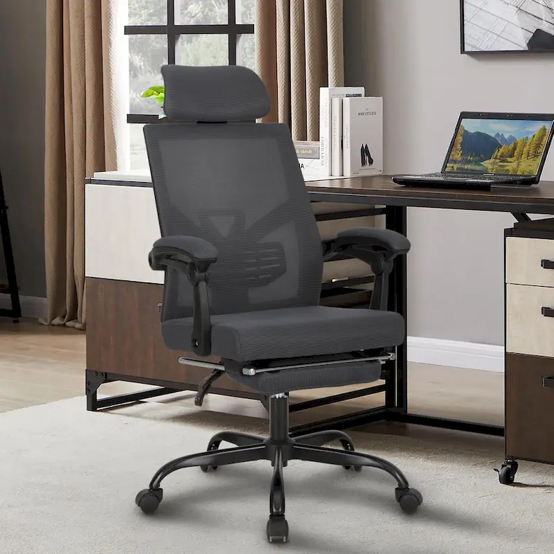 Office Chair With Foot Rest Ergonomic Swivel Mesh Task Office Chair