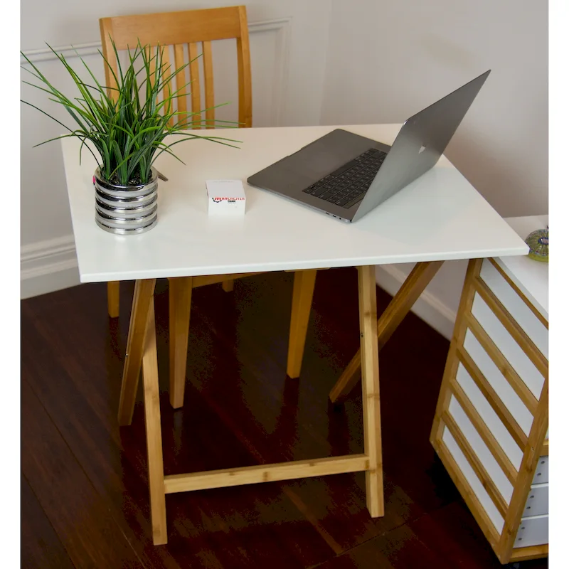 Caramel / White / Black / Espresso Bamboo Folding Desk – Single-Person