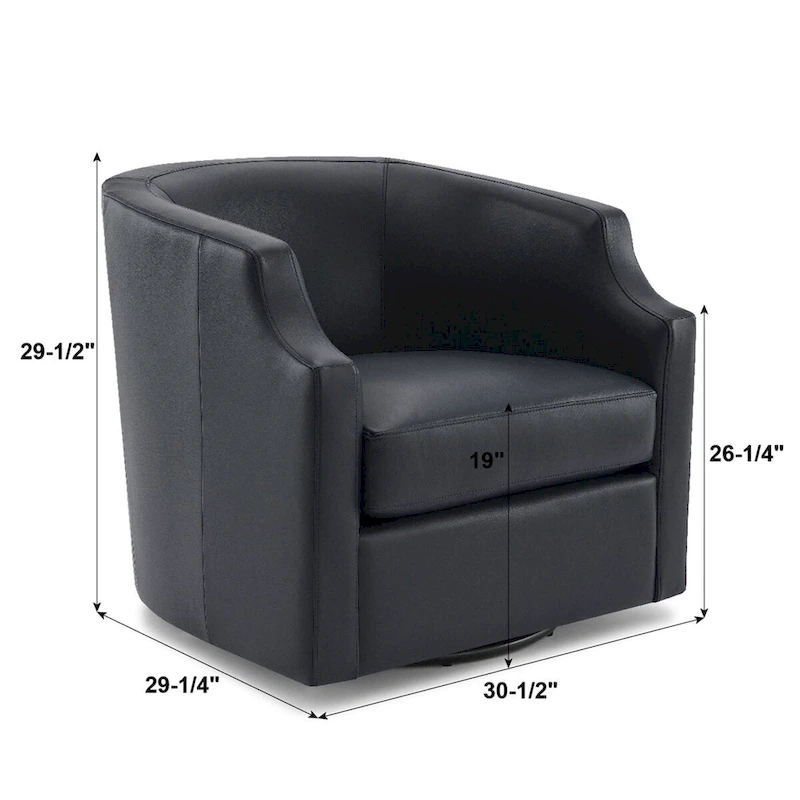 Everette Midnight Blue Top Grain Leather Swivel Glider Barrel Chair by Greyson Living