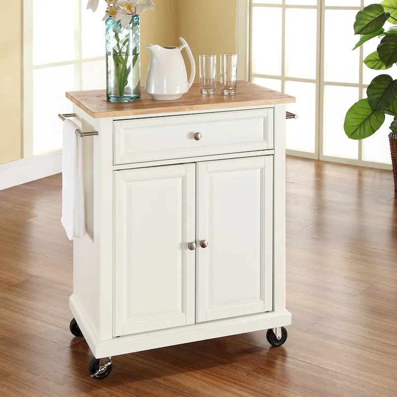 Compact Wood Top Kitchen Cart - 31W x 18D x 35.5H