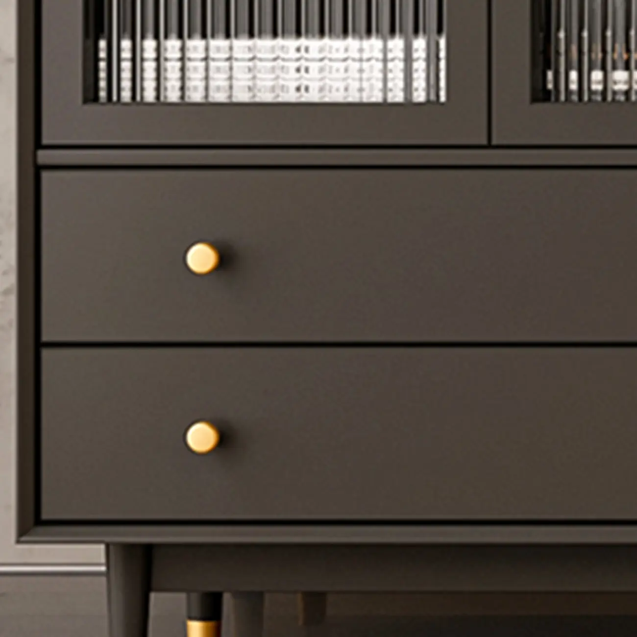 Modern Beige Solid Wood Accent Cabinet with 2 Drawers