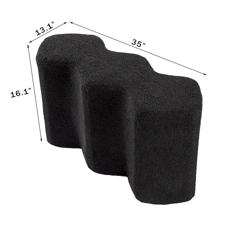 Adeco 35   Long Ottoman Bench Velvet Polygon Foot Stool