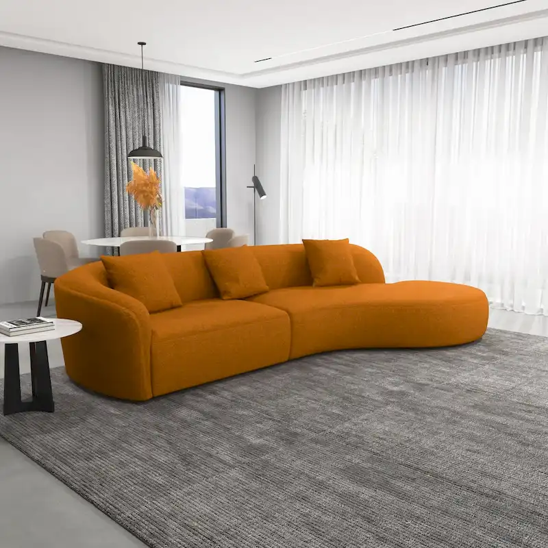 Gallar Japandi Style Luxury Modern French Boucle Curved Sofa