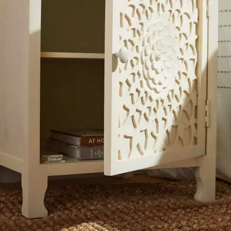 Rayetta 2 Shelf 1 Door Nightstand - NST5304 - White Washed - Safavieh