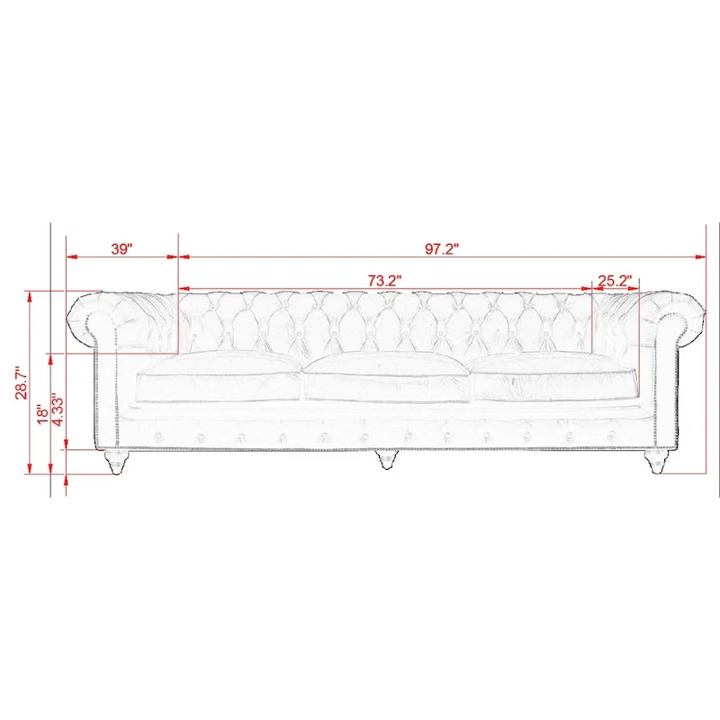 Pasargad Home Paris Club Genuine Leather Chester Bay Tufted Sofa/Chair