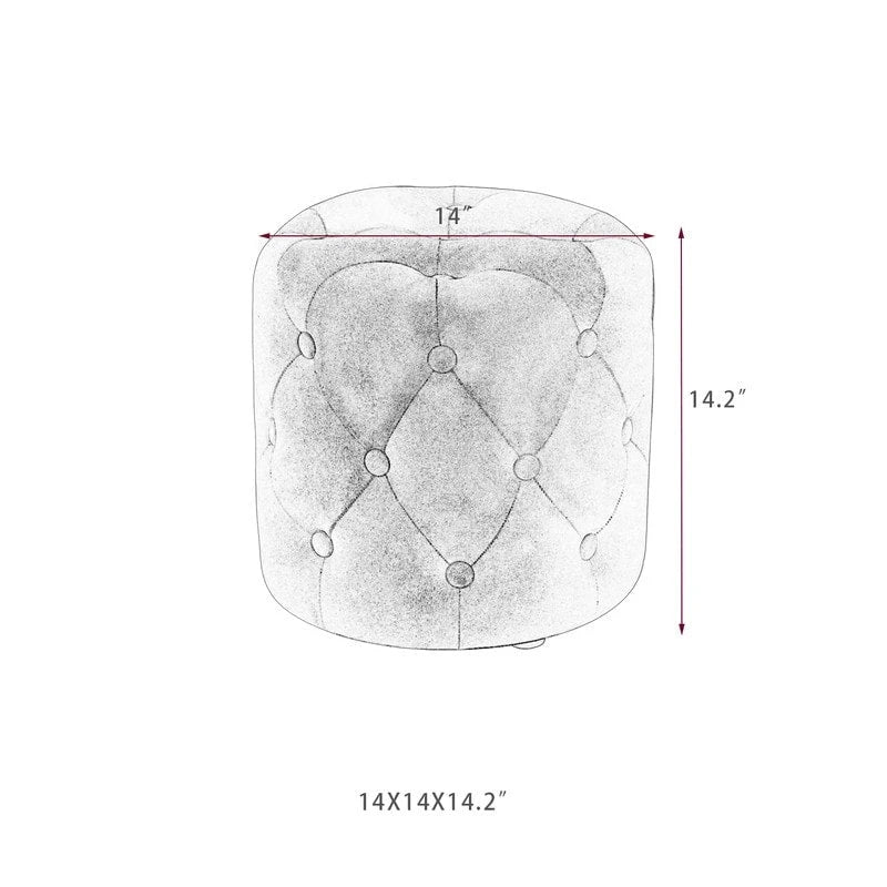 Pink Round Tufted Ottoman Footstool 14 Inch