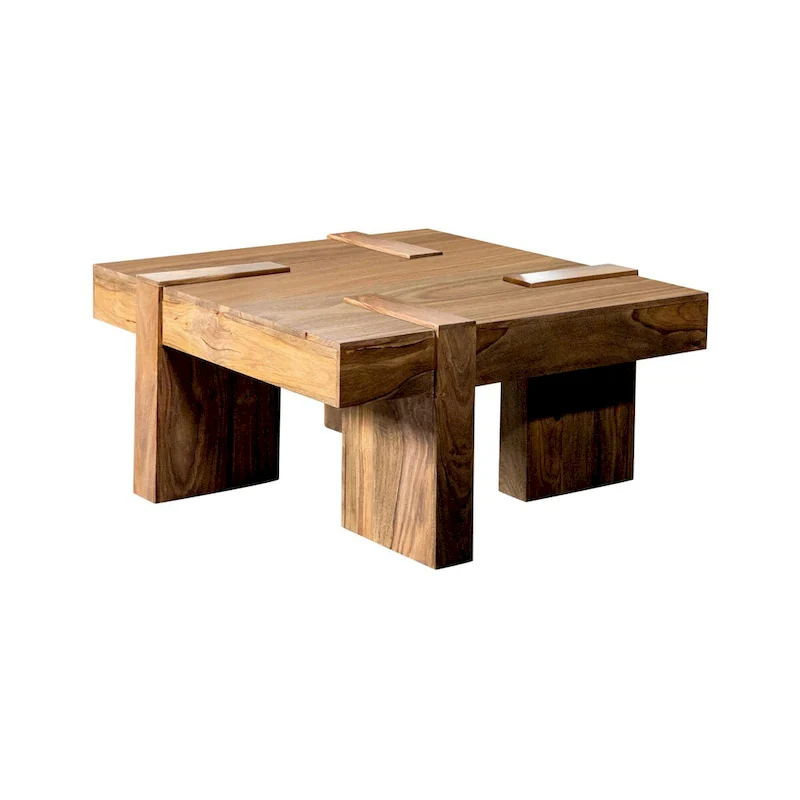 Kuboloa Natural Sheesham Wooden Square Coffee Table