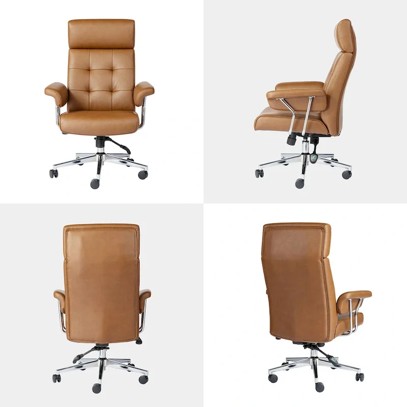 Ergonomic High-Back Office Chair with PU Leather, 360° Swivel, Height Adjustable, Tufted Design