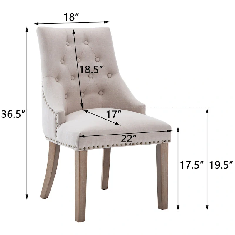 Mid-century Modern Dining chairs Button Tufted Accent Chairs with Nailhead Trim Set of 2
