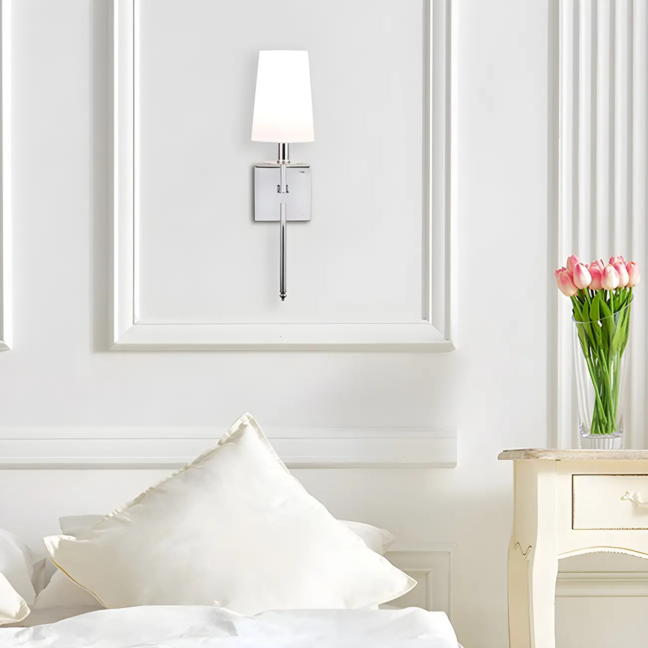 Mini Modern Straight Rod Metal Bathroom Vanity Light with Shade